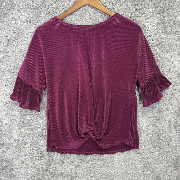 Truself Tops - Truself Women’s Purple Burgundy Dolman Flare Sleeve Blouse Top Small Stretch